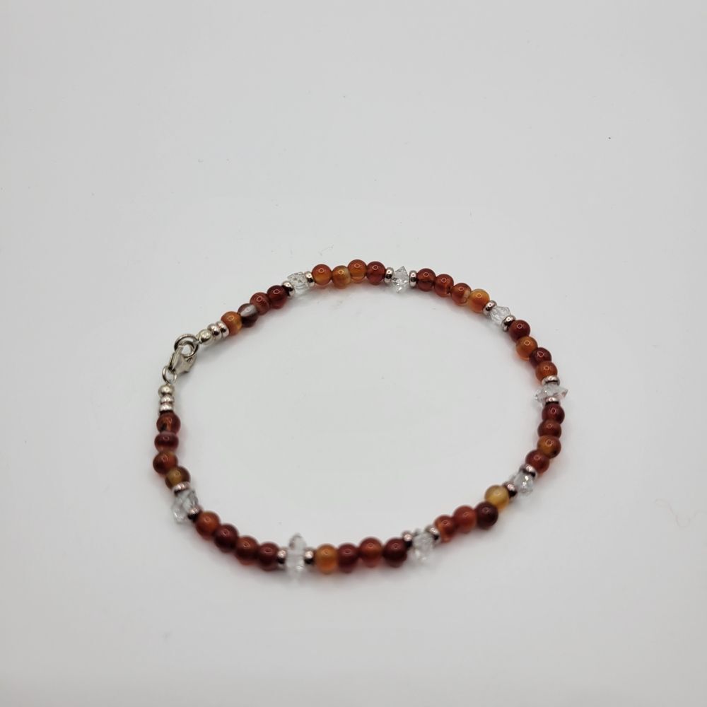 Vintage Orange Sterling Silver Carnelian and Red Stone Bracelet